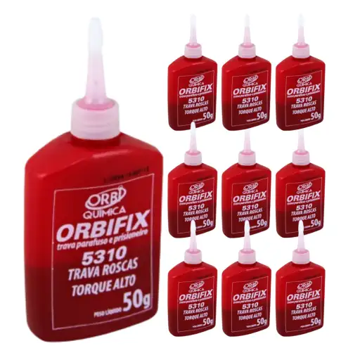 KIT 10 ORBIFIX 50G - TRAVA PARAFUSO VERMELHO