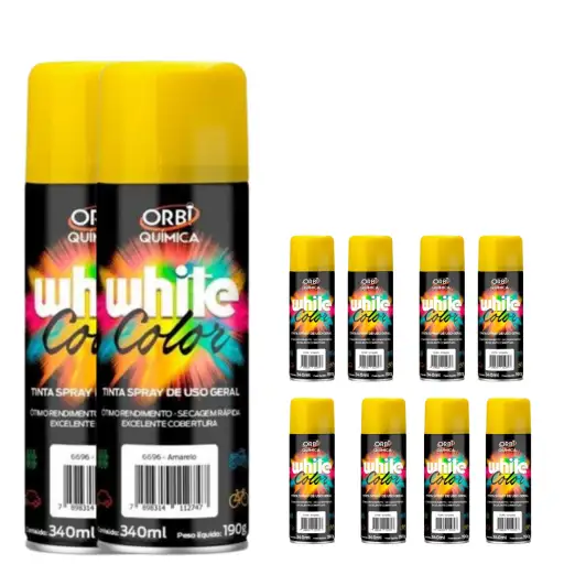 KIT 10 ORBISPRAY TINTA SPRAY AMARELO 340ML/190G