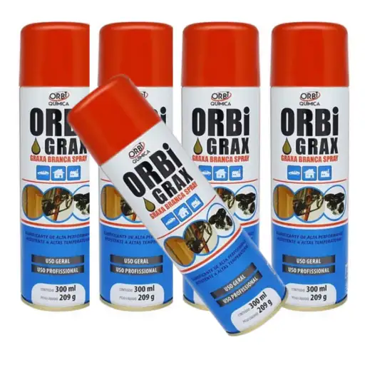 KIT 5 GRAXA SPRAY BRANCA ORBI QUIMICA 300ML