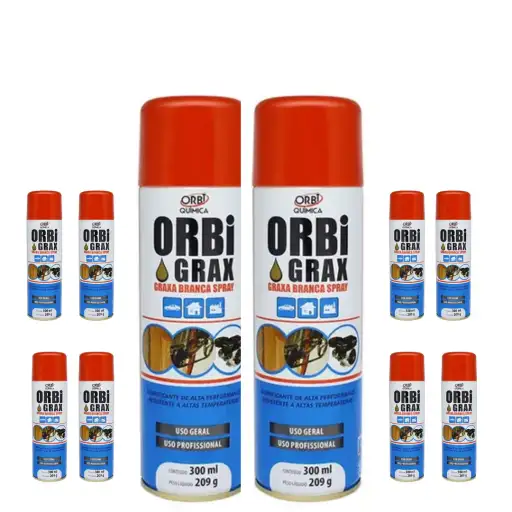 KIT 10 GRAXA SPRAY BRANCA ORBI QUIMICA 300ML