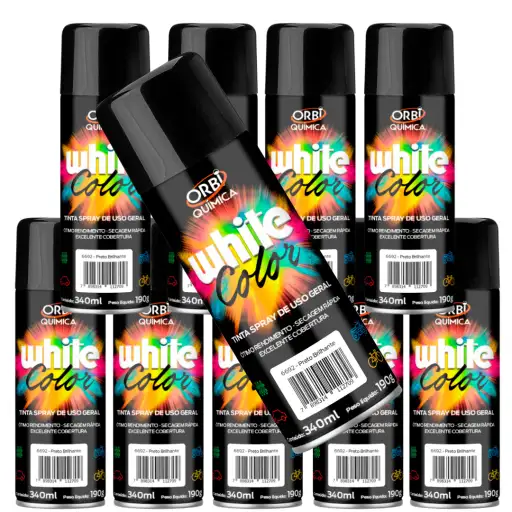 KIT 10 ORBISPRAY TINTA SPRAY PRETO 340ML/190G