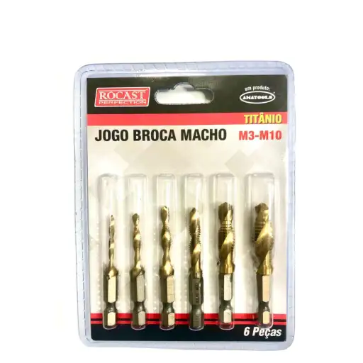 JOGO BROCAS MACHO ENC-1/4 - M3 A M10 (6 PCS) C/ TRAT. TITANI