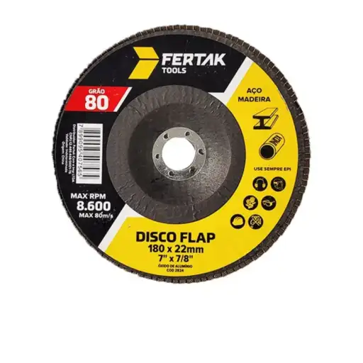 DISCO DE LIXA  FLAP 7 GRÃO 80 FERTAK