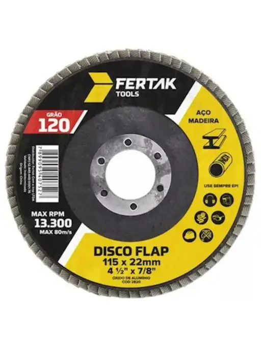 DISCO DE LIXA  FLAP 4.1/2 GRÃO 120 FERTAK