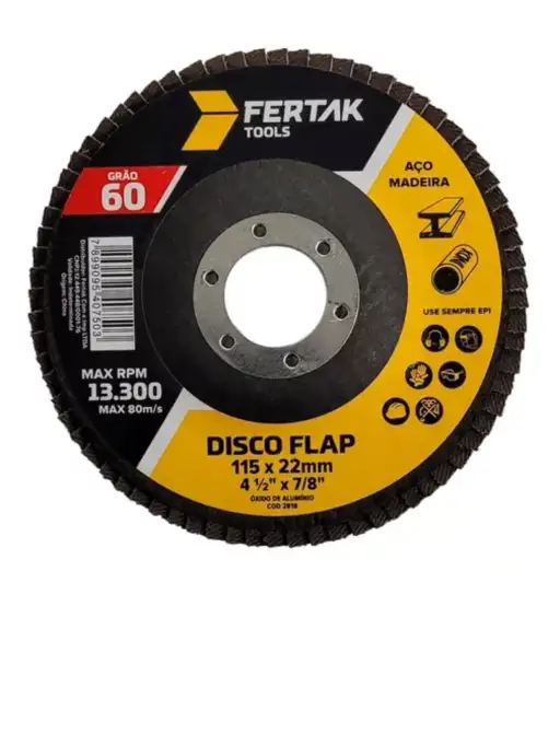 DISCO DE LIXA FLAP 4.1/2 GRÃO 60 FERTAK