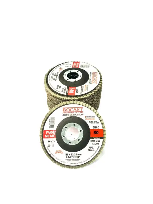 DISCO DE LIXA FLAP 4.1/2 GRÃO 80 ROCAST C/ 10 UN