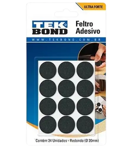  FELTRO REDONDO PRETO 20MM C/ 24 PC TEK BOND