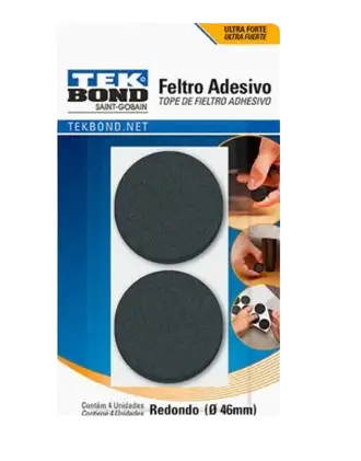 FELTRO REDONDO PRETO 46MM C/ 4 PC TEK BOND