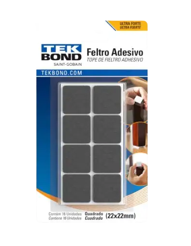 FELTRO QUADRADO PRETO 22MM C/ 16 PC TEK BOND